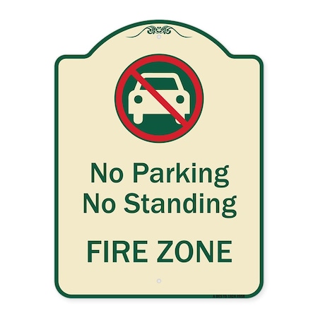 Signmission Designer Series-No Parking Or Standing Fire Zone With Graphic, 24" x 18", TG-1824-9958 A-DES-TG-1824-9958